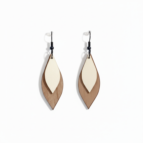 Boucles d’oreilles scandinaves feuilles superposées