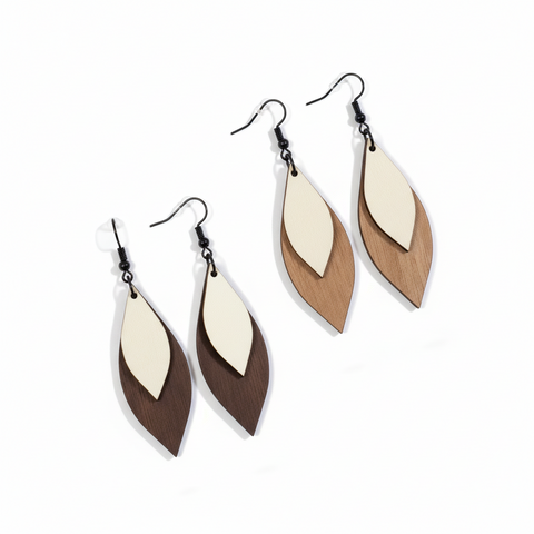 Boucles d’oreilles scandinaves feuilles superposées