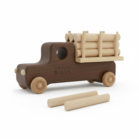 Camion en bois professionnel sur fond blanc