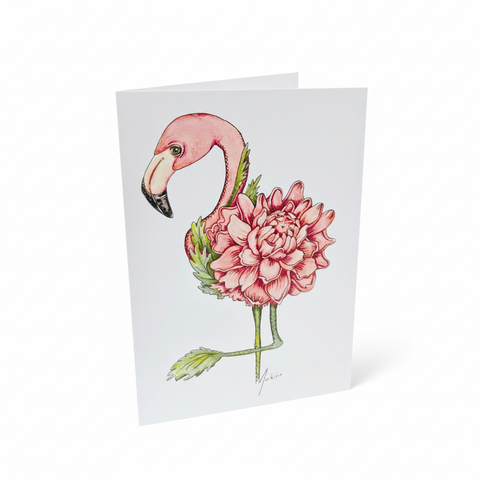 Carte de souhaits flamant fleur
