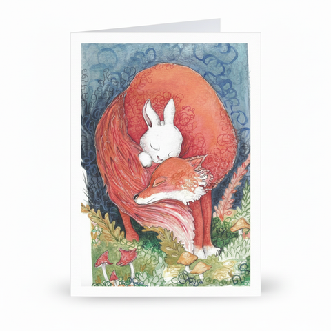 Carte de souhaits Câlins avec rebord blanc