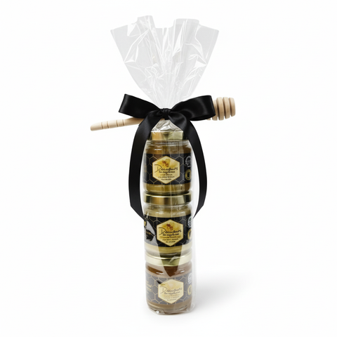 Ensemble de trois pots de miel brut