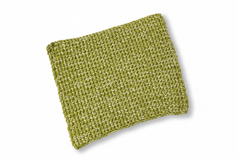 Sous-plat carré en tricot vert avec fond blanc et ombrage