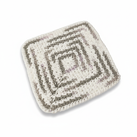 Sous-plat mosaïque en tricot - Gris sur fond blanc